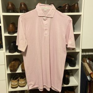 Holderness and Borne mens pink striped polo